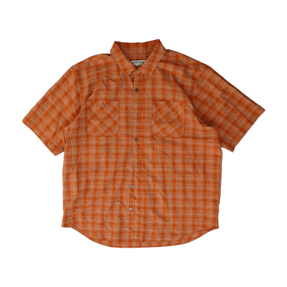 Orange Plaid Short Sleeve Button Down