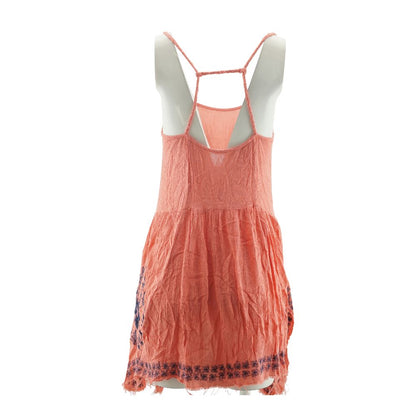 Coral Embroidery Detail Mini Dress