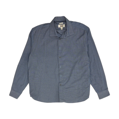 Blue Houndstooth Long Sleeve Button Down