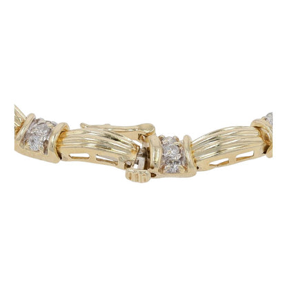 1/5 Ct 14K Gold Lined Dome And Round Diamond Link Tennis Bracelet