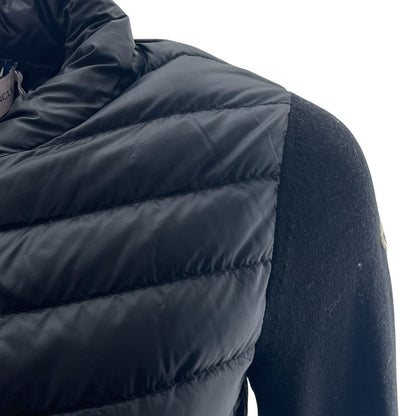 Black Padded Wool Cardigan Jacket