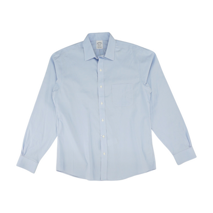 Blue Solid Long Sleeve Button Down