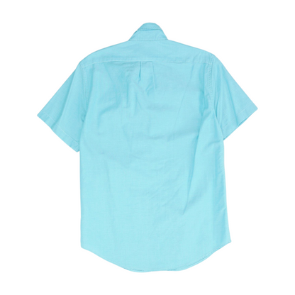 Turquoise Solid Short Sleeve Button Down