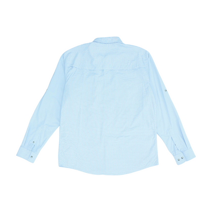 Blue Solid Long Sleeve Button Down