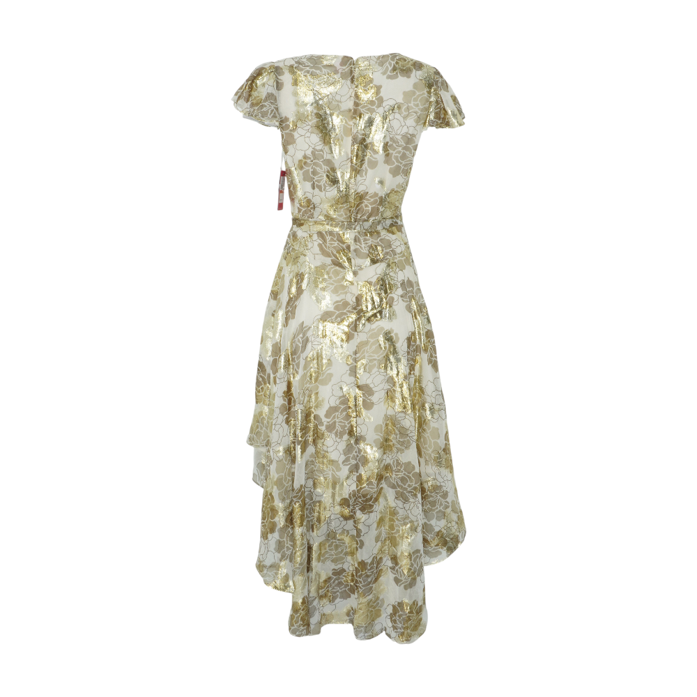 Beige Floral Midi Dress