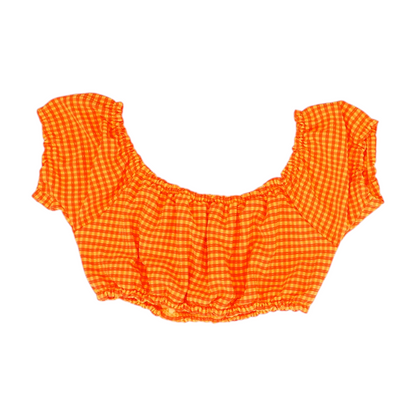 Orange Check Swim Top