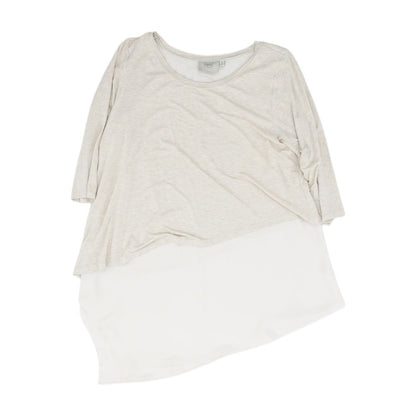 Beige Solid Crewneck Knit Top