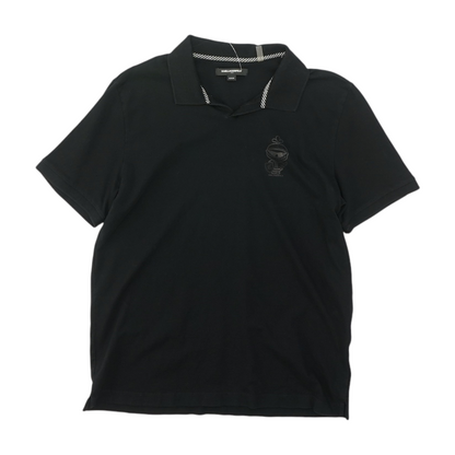 Black Solid Short Sleeve Polo