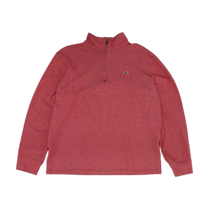 Red Striped 1/4 Zip Sweater