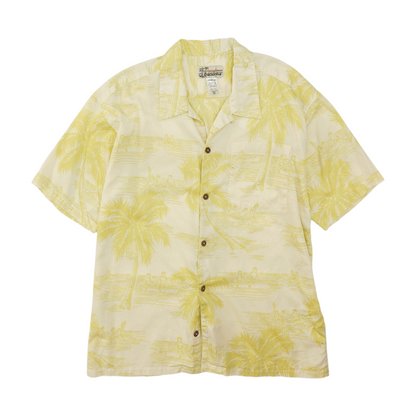 Beige Tropical Short Sleeve Button Down