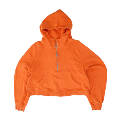 Orange Solid Hoodie Pullover