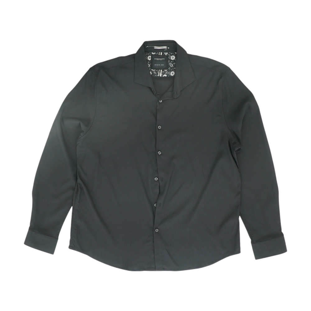 Black Solid Long Sleeve Button Down
