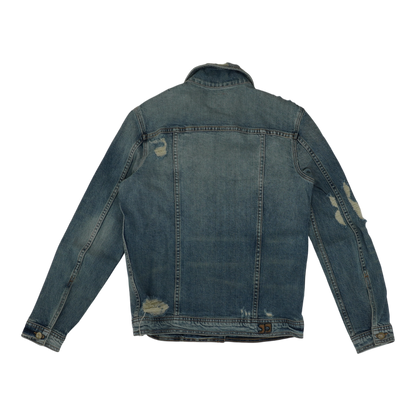 Blue Solid Denim Jacket