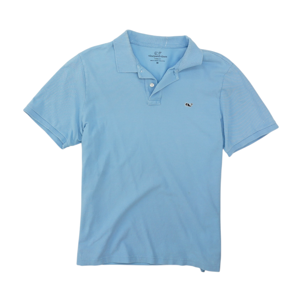 Blue Solid Short Sleeve Polo