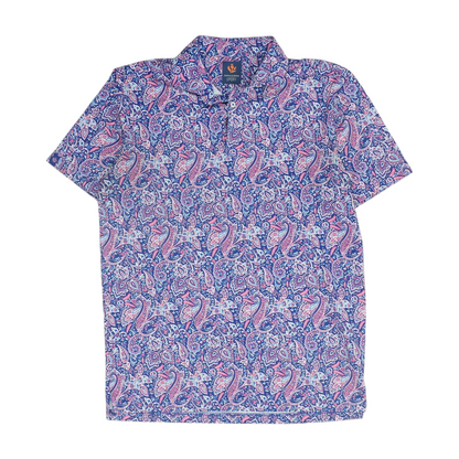 Blue Paisley Short Sleeve Polo