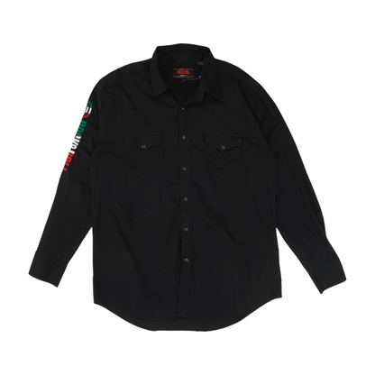 Black Solid Long Sleeve Button Down