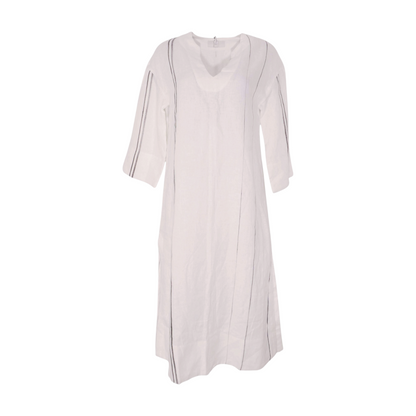 White Petite Striped Midi Dress