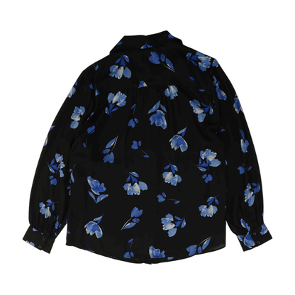 Black Plus Size Floral Button Down