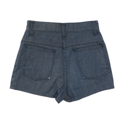 Blue Solid Denim Shorts