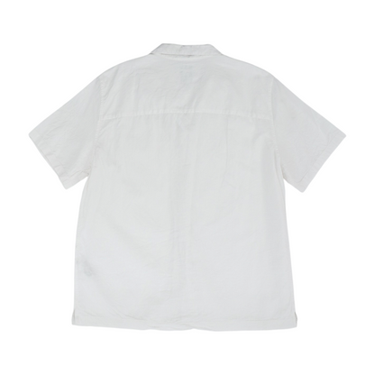 White Solid Short Sleeve Button Down