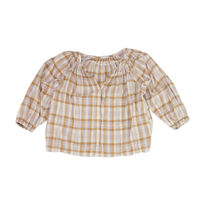 Beige Plaid Blouse