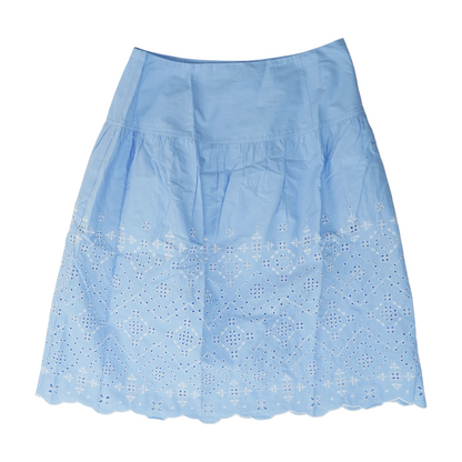 Blue Petite Print Midi Skirt