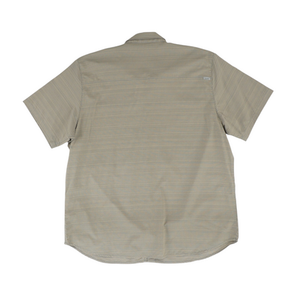 Tan Striped Short Sleeve Button Down