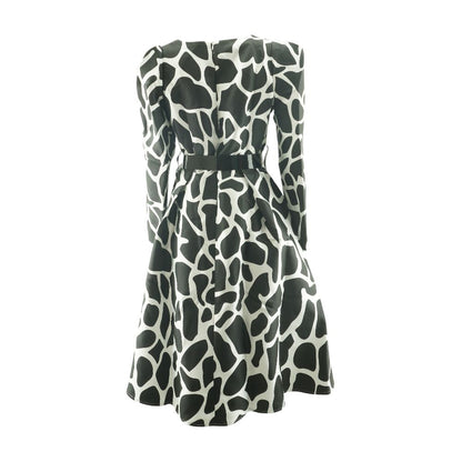 Black Animal Print Midi Dress