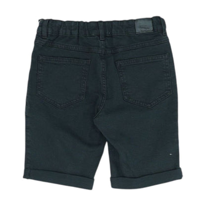 Black Solid Denim Shorts