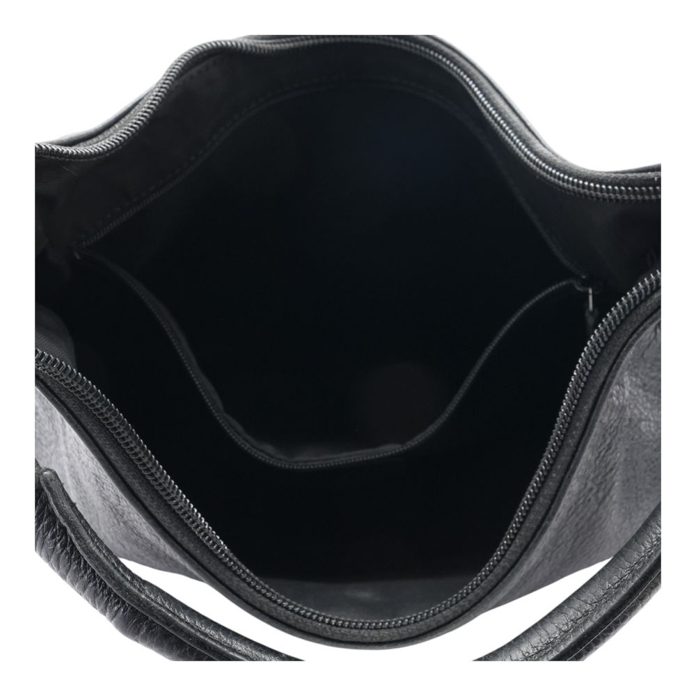 Black Leather Hobo Shoulder Bag
