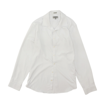 White Solid Long Sleeve Button Down
