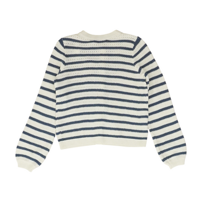 Blue Striped Cardigan Sweater