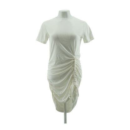 White Solid Midi Dress