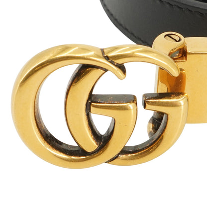 Black & Red GG Marmont Reversible Thin Leather Belt