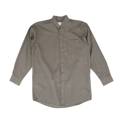 Brown Solid Long Sleeve Button Down