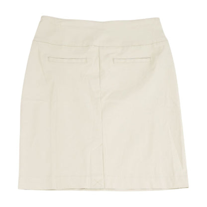 Beige Solid Midi Skirt