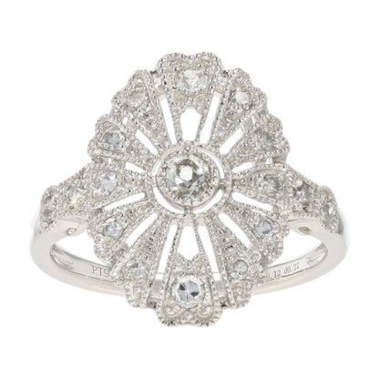 1/3 Ct 14K White Gold Diamond Modern Deco Style Engagement Ring