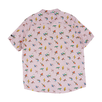 Pink Print Short Sleeve Button Down