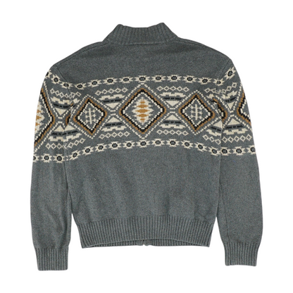 Gray Print Cardigan Sweater