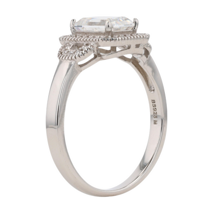 1 1/5 ctw Sterling Silver Moissanite Engagement Ring