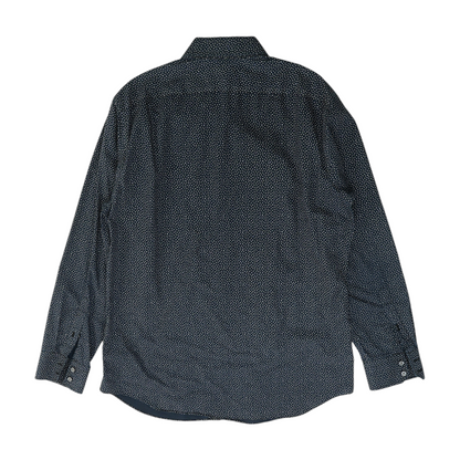 Navy Print Long Sleeve Button Down