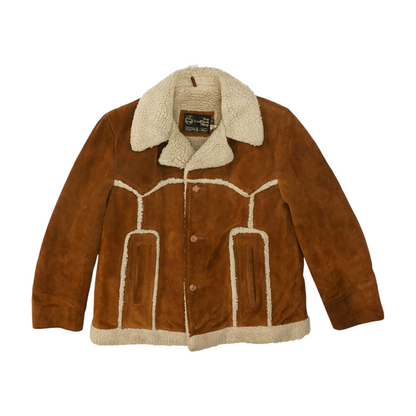 Vintage Suede Sherpa-Lined Brown Solid Jacket