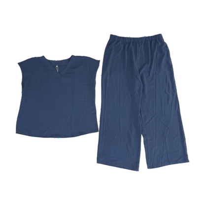 Blue Solid Pant Set