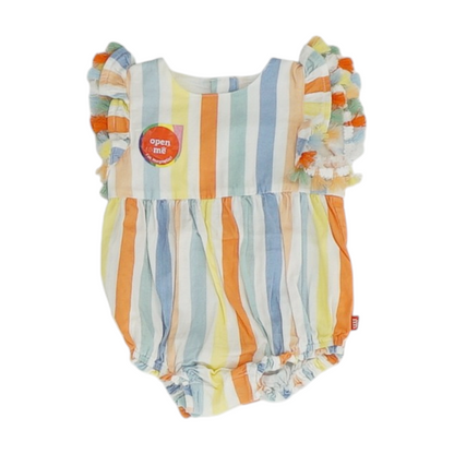 Multi Striped Short Sleeve One-Piece
