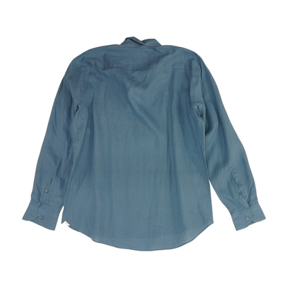 Blue Solid Long Sleeve Polo