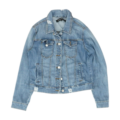 Blue Solid Denim Jacket