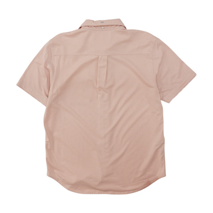 Pink Solid Short Sleeve Button Down