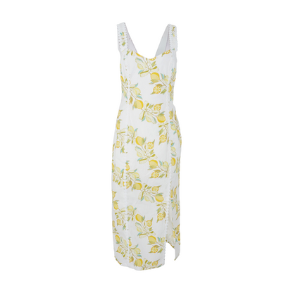 White Print Midi Dress