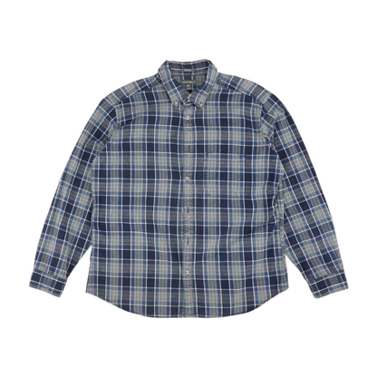 Navy Plaid Flannel Button Down