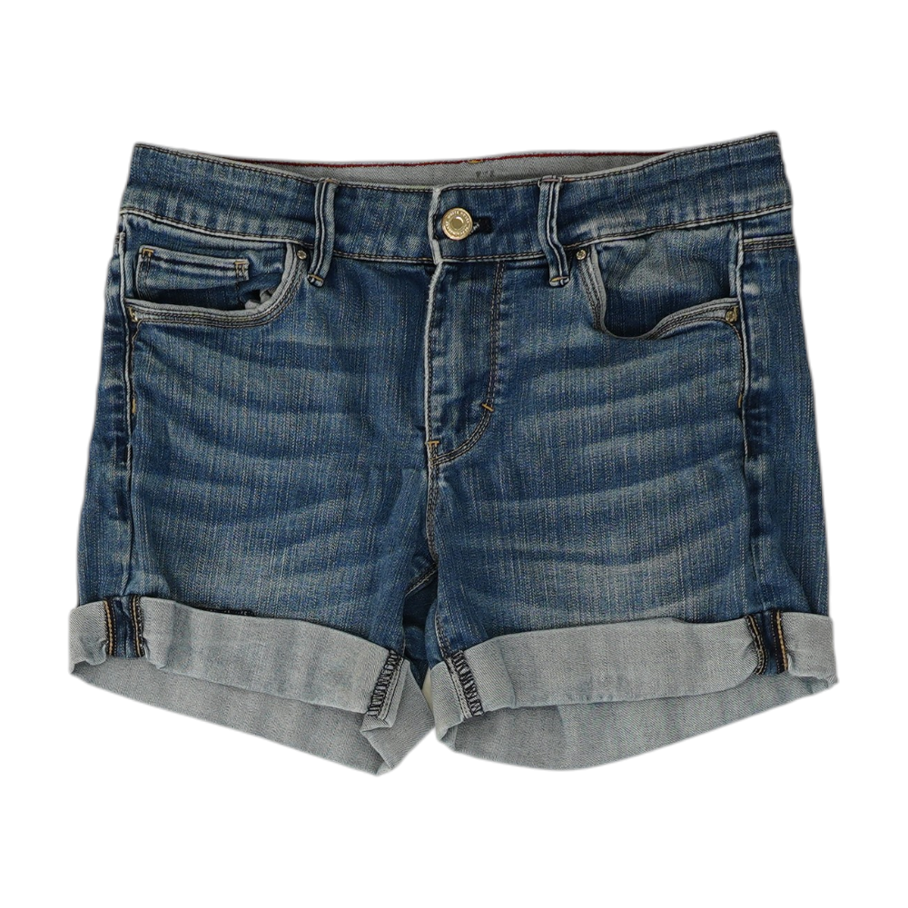 Blue Solid Denim Shorts
